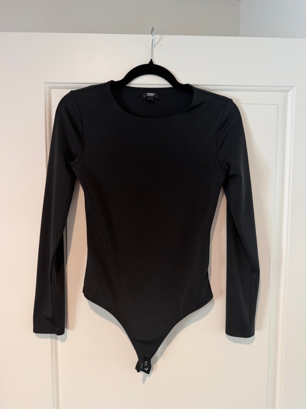 Express Black Long Sleeve Snap-Closure Bodysuit